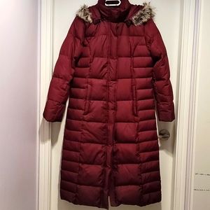 Eddie Bauer Long Maroon Puffer Coat